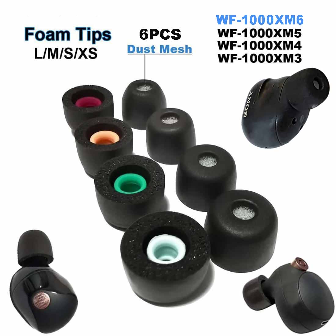 6PCS  Memory Foam Ear Tips Cus - Earphone Foam Tip incelemesi ve fiyatı